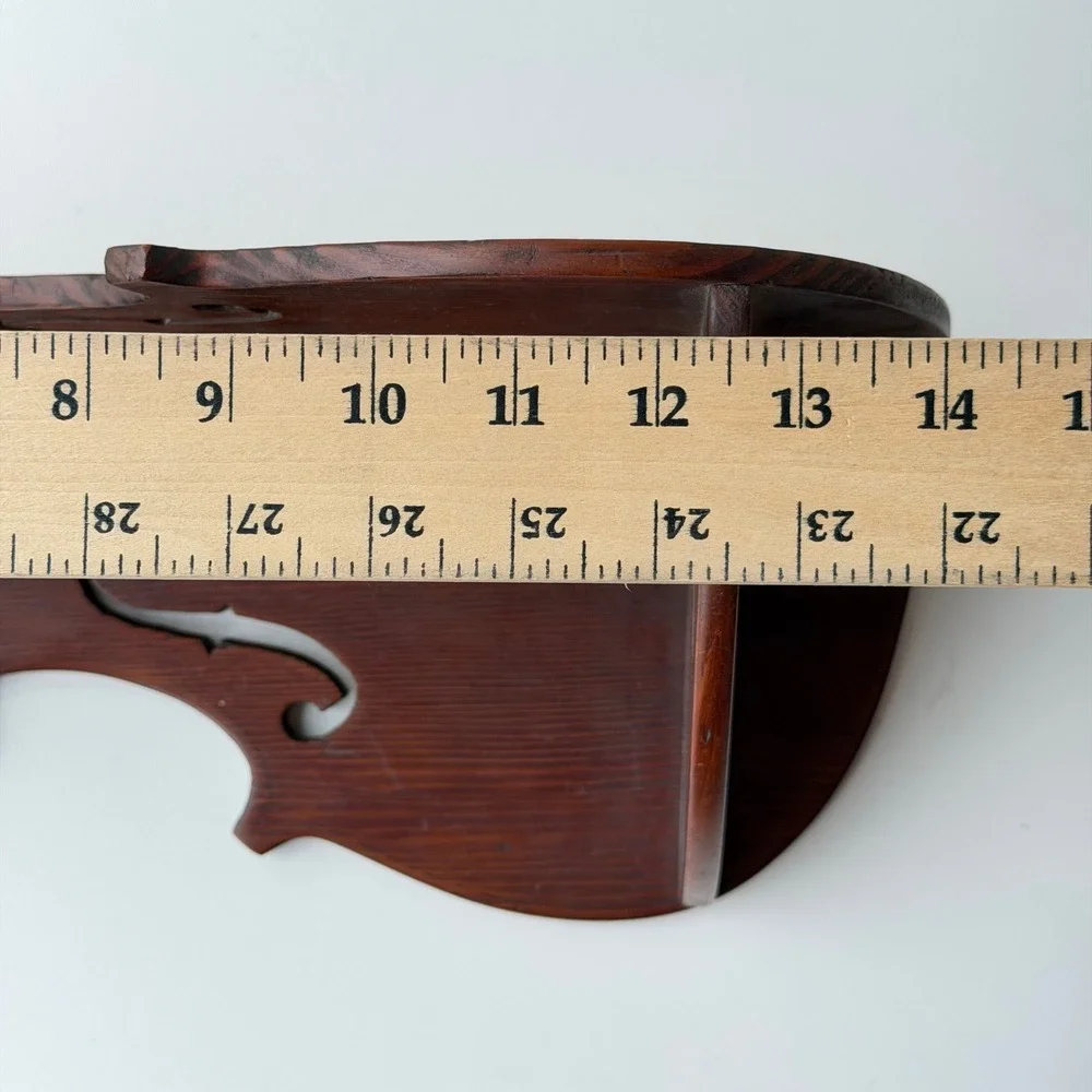 Vintage Handmade Wooden Cello Violin Shape Corner Shelf Rustic Music Room Cabin